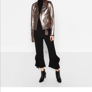 Zara Metallic Leather Jacket. NWT!